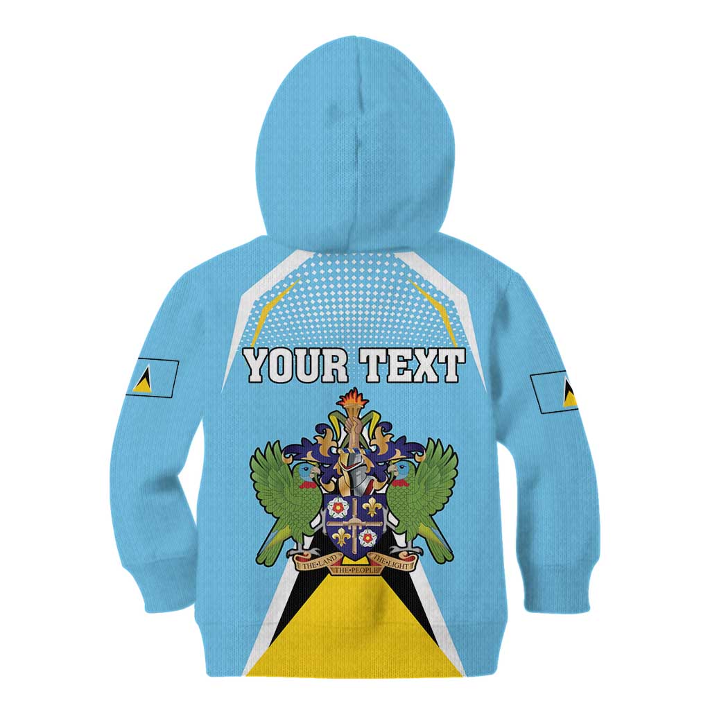 Personalized Saint Lucia Coat Of Arms Kid Hoodie Sent Lisi Flag Style - Wonder Print Shop
