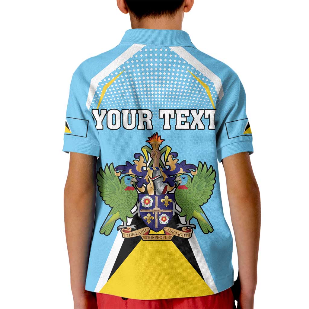 Personalized Saint Lucia Coat Of Arms Kid Polo Shirt Sent Lisi Flag Style - Wonder Print Shop