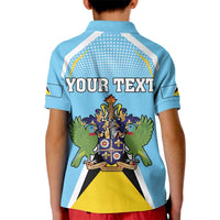 Personalized Saint Lucia Coat Of Arms Kid Polo Shirt Sent Lisi Flag Style - Wonder Print Shop