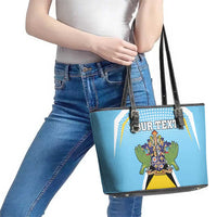 Personalized Saint Lucia Coat Of Arms Leather Tote Bag Sent Lisi Flag Style - Wonder Print Shop