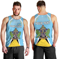 Personalized Saint Lucia Coat Of Arms Men Tank Top Sent Lisi Flag Style - Wonder Print Shop