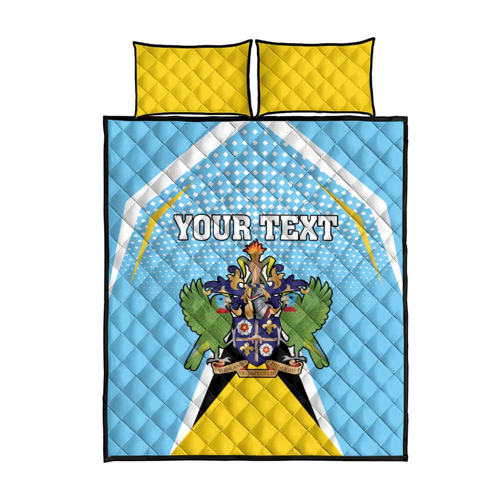 Personalized Saint Lucia Coat Of Arms Quilt Bed Set Sent Lisi Flag Style - Wonder Print Shop