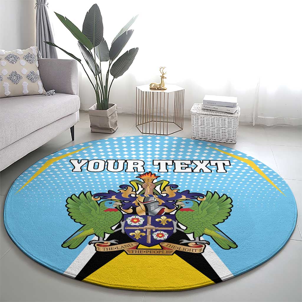 Personalized Saint Lucia Coat Of Arms Round Carpet Sent Lisi Flag Style