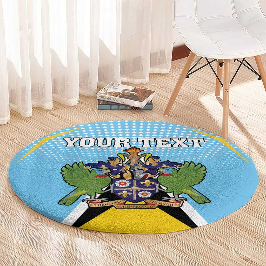 Personalized Saint Lucia Coat Of Arms Round Carpet Sent Lisi Flag Style