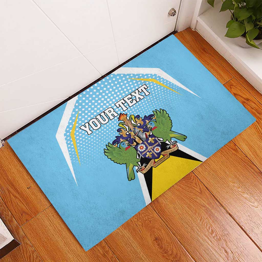 Personalized Saint Lucia Coat Of Arms Rubber Doormat Sent Lisi Flag Style - Wonder Print Shop