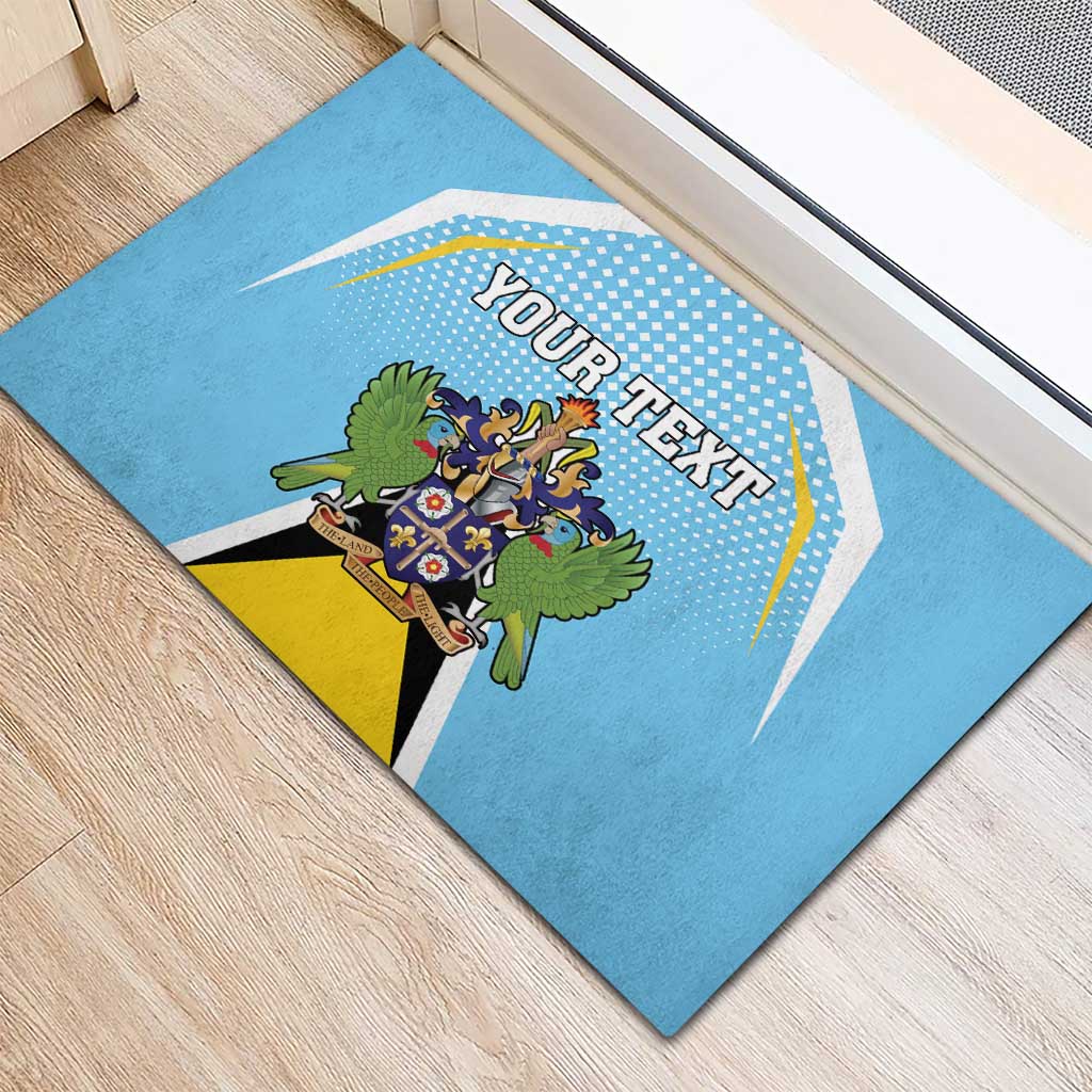 Personalized Saint Lucia Coat Of Arms Rubber Doormat Sent Lisi Flag Style - Wonder Print Shop