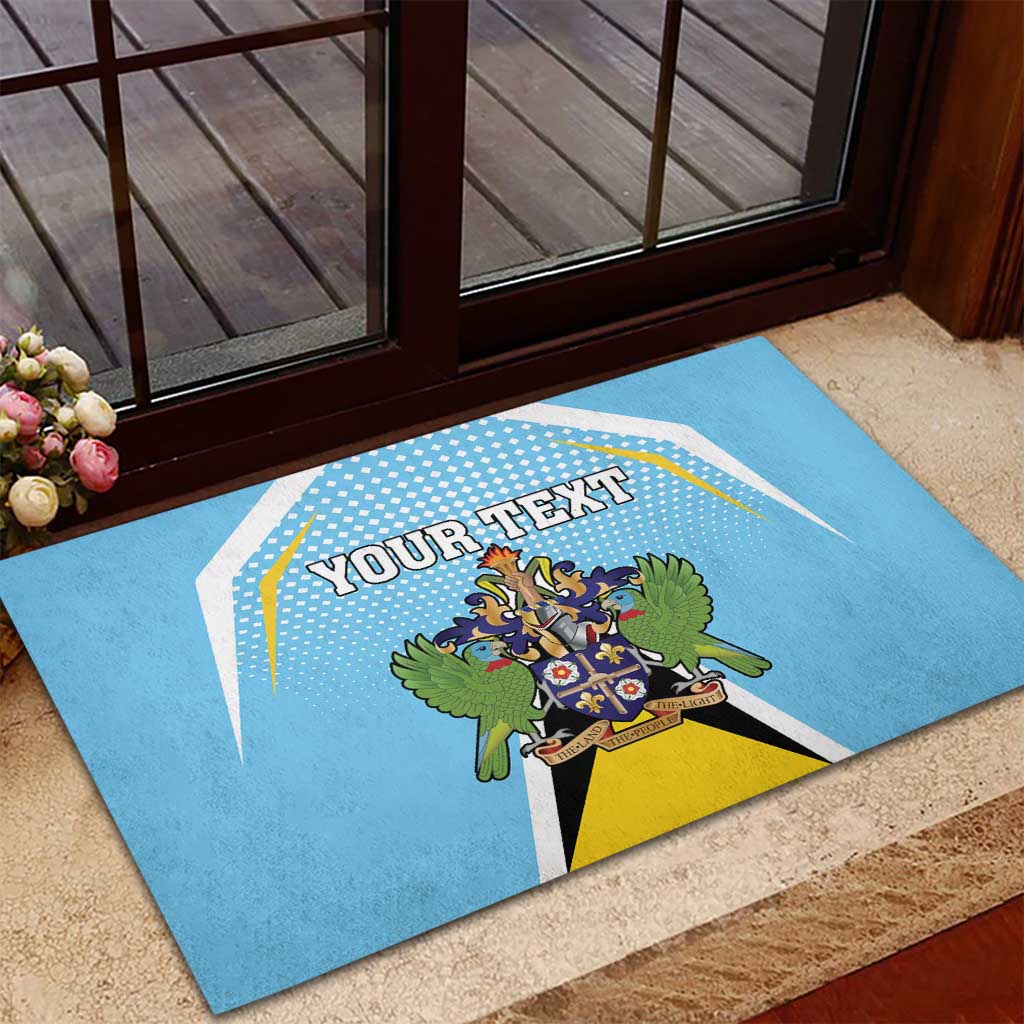 Personalized Saint Lucia Coat Of Arms Rubber Doormat Sent Lisi Flag Style - Wonder Print Shop