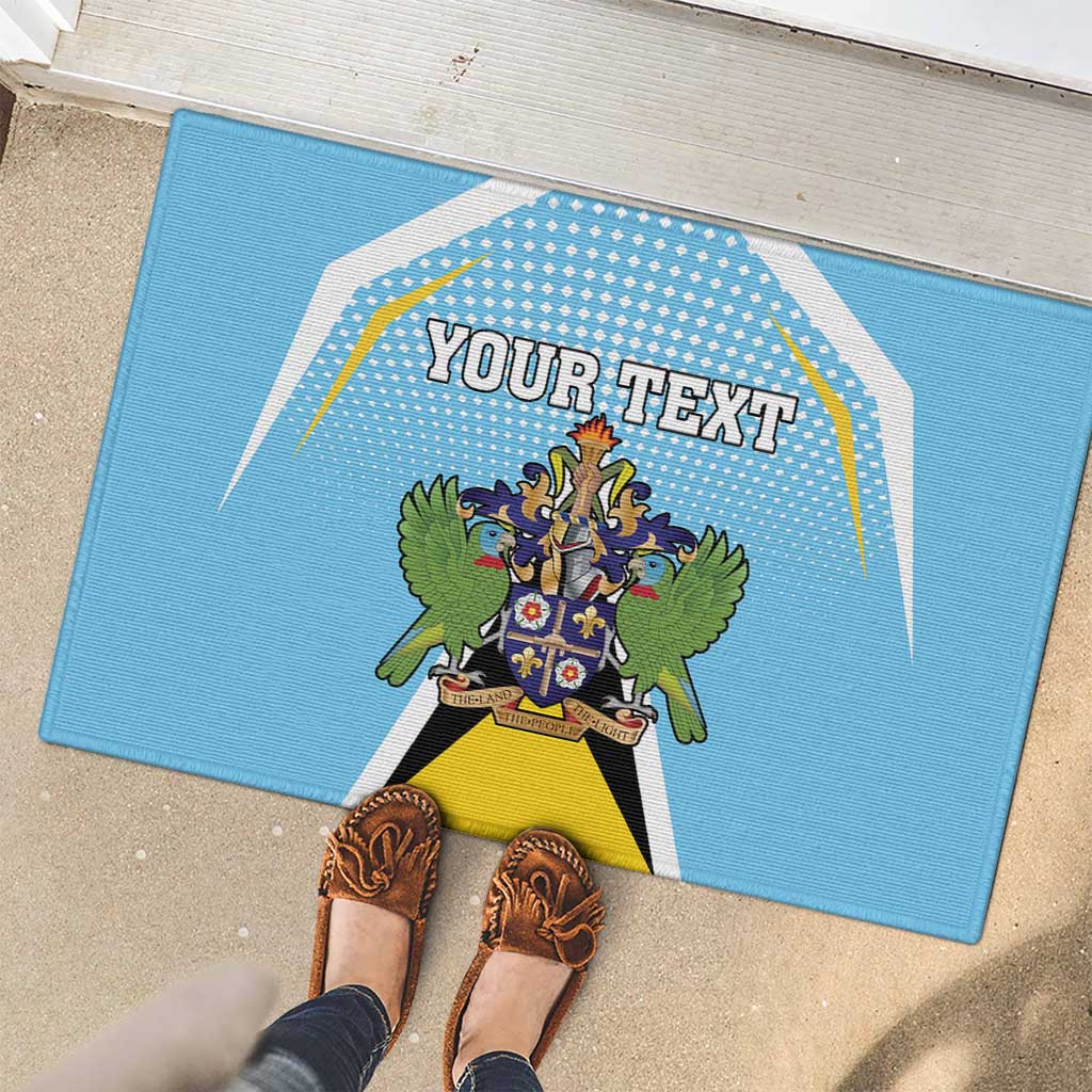 Personalized Saint Lucia Coat Of Arms Rubber Doormat Sent Lisi Flag Style - Wonder Print Shop
