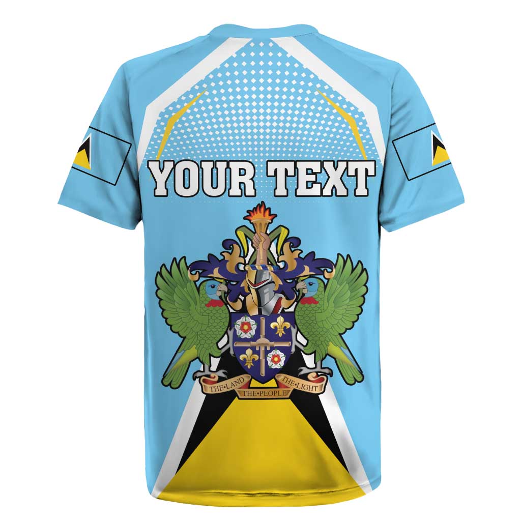 Personalized Saint Lucia Coat Of Arms Rugby Jersey Sent Lisi Flag Style - Wonder Print Shop