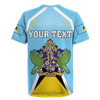 Personalized Saint Lucia Coat Of Arms Rugby Jersey Sent Lisi Flag Style - Wonder Print Shop