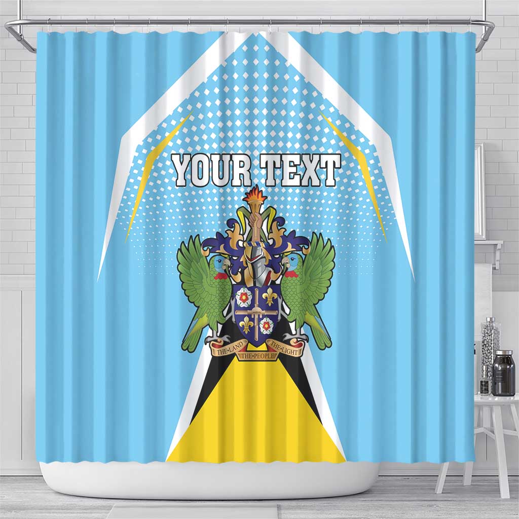 Personalized Saint Lucia Coat Of Arms Shower Curtain Sent Lisi Flag Style