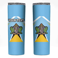 Personalized Saint Lucia Coat Of Arms Skinny Tumbler Sent Lisi Flag Style - Wonder Print Shop
