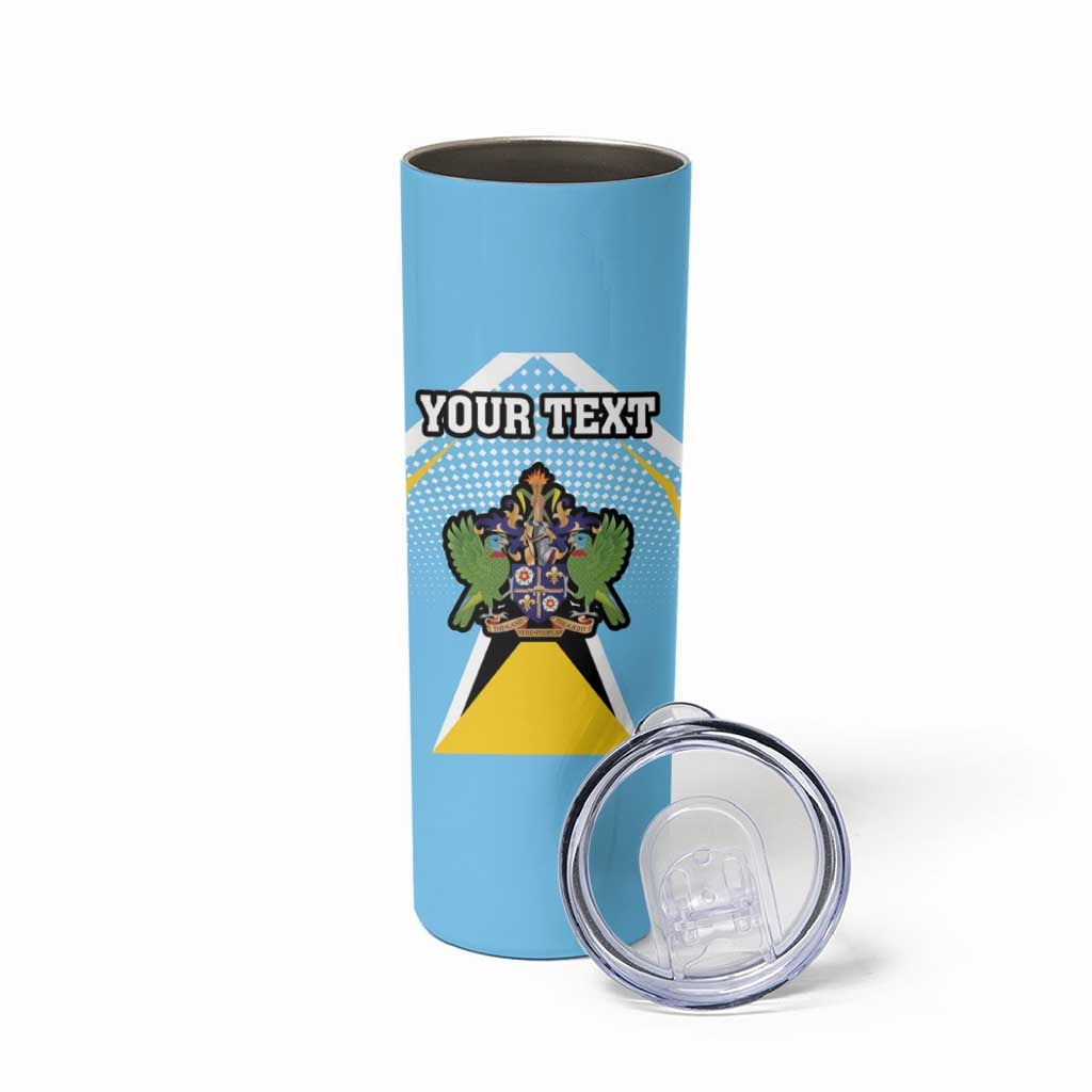 Personalized Saint Lucia Coat Of Arms Skinny Tumbler Sent Lisi Flag Style - Wonder Print Shop