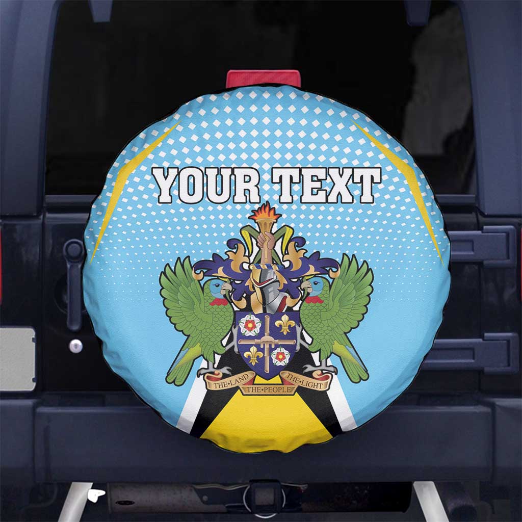 Personalized Saint Lucia Coat Of Arms Spare Tire Cover Sent Lisi Flag Style - Wonder Print Shop