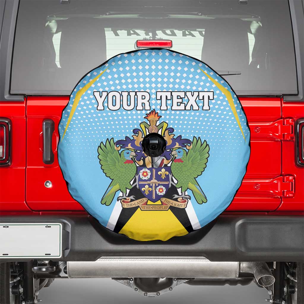 Personalized Saint Lucia Coat Of Arms Spare Tire Cover Sent Lisi Flag Style - Wonder Print Shop