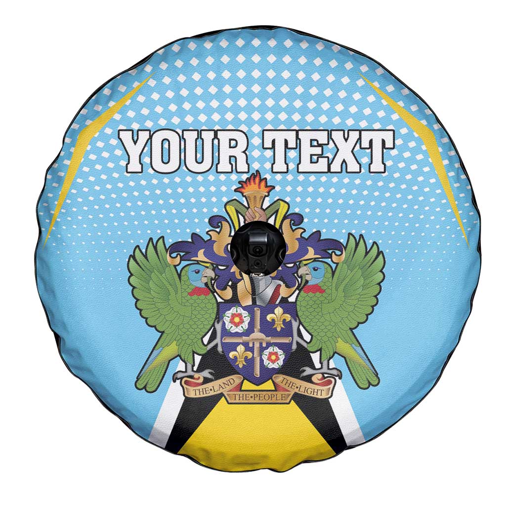 Personalized Saint Lucia Coat Of Arms Spare Tire Cover Sent Lisi Flag Style - Wonder Print Shop