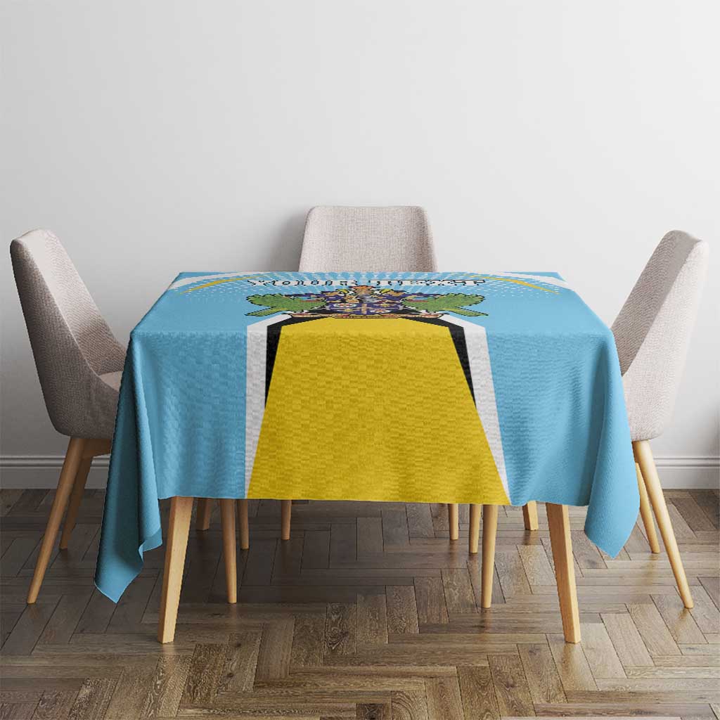 Personalized Saint Lucia Coat Of Arms Tablecloth Sent Lisi Flag Style - Wonder Print Shop