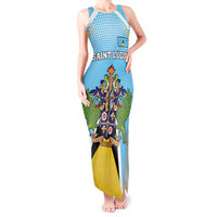 Personalized Saint Lucia Coat Of Arms Tank Maxi Dress Sent Lisi Flag Style - Wonder Print Shop