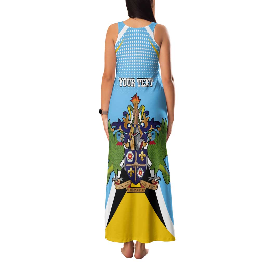 Personalized Saint Lucia Coat Of Arms Tank Maxi Dress Sent Lisi Flag Style - Wonder Print Shop