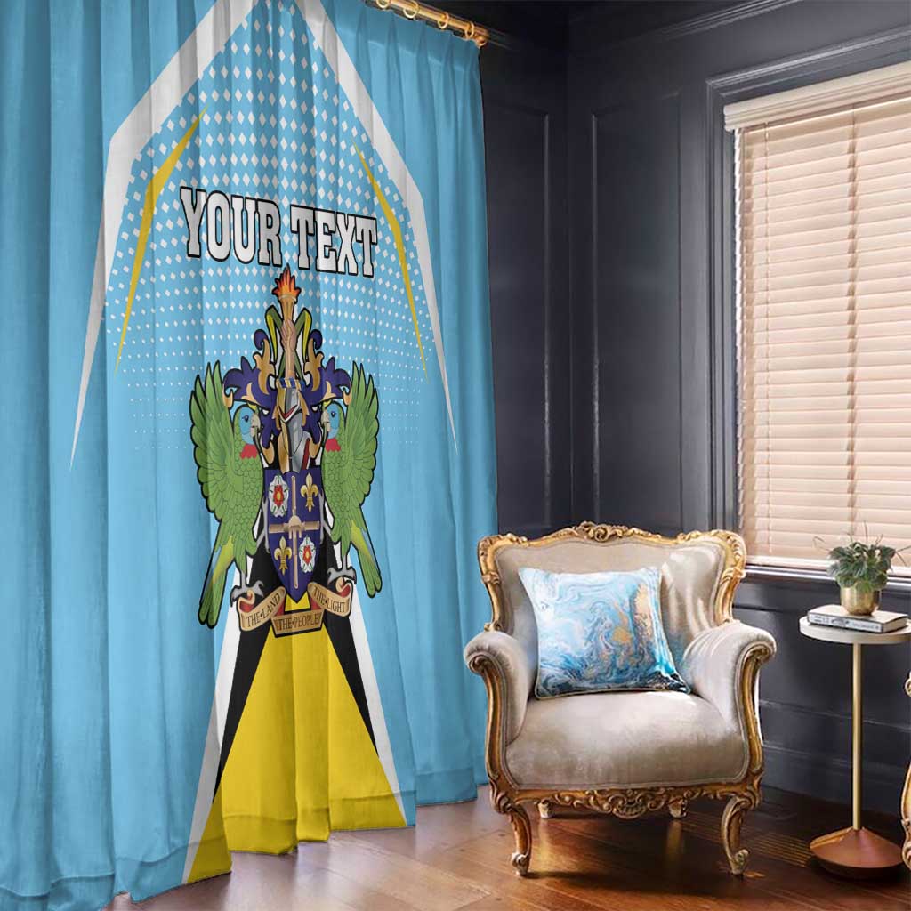 Personalized Saint Lucia Coat Of Arms Window Curtain Sent Lisi Flag Style - Wonder Print Shop