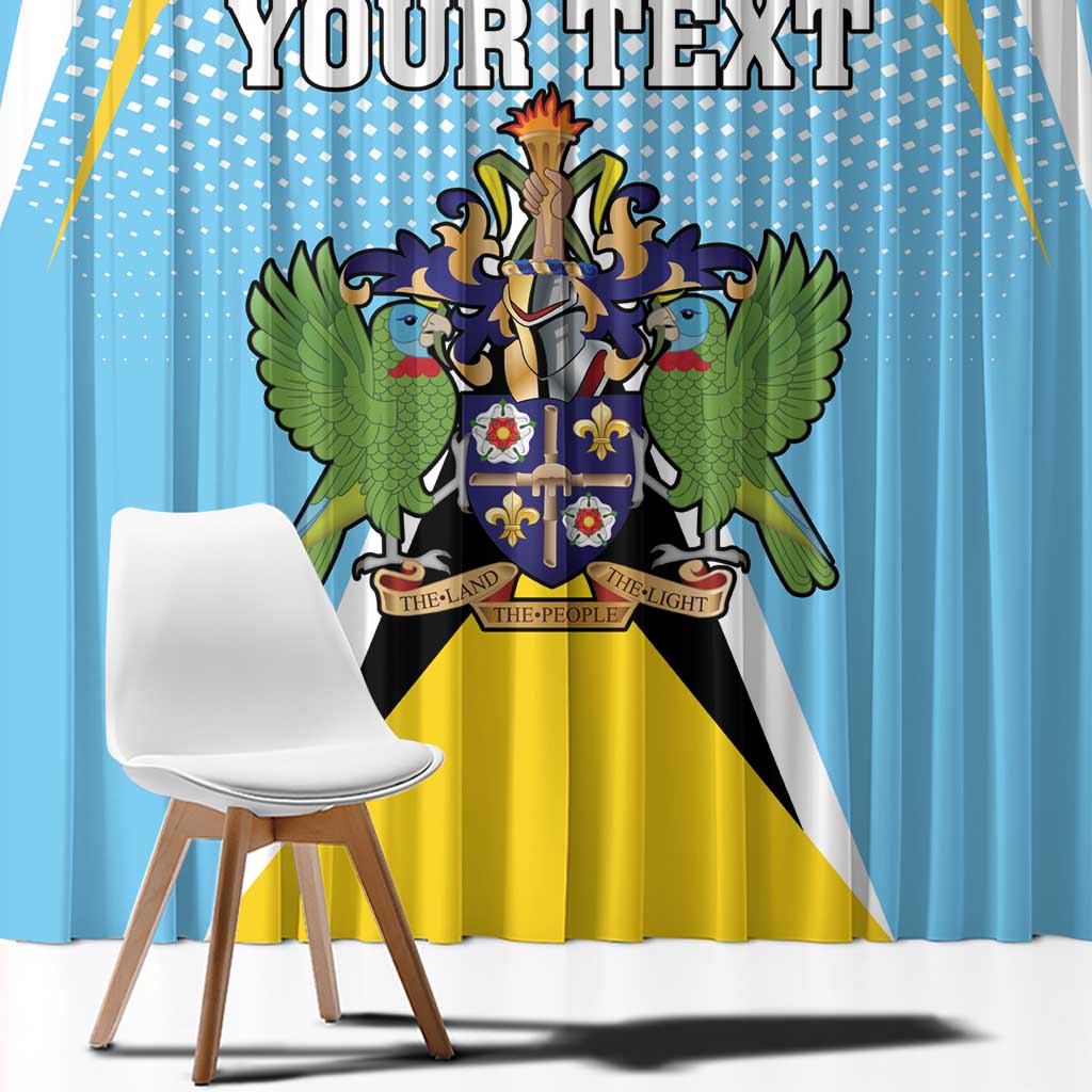 Personalized Saint Lucia Coat Of Arms Window Curtain Sent Lisi Flag Style - Wonder Print Shop