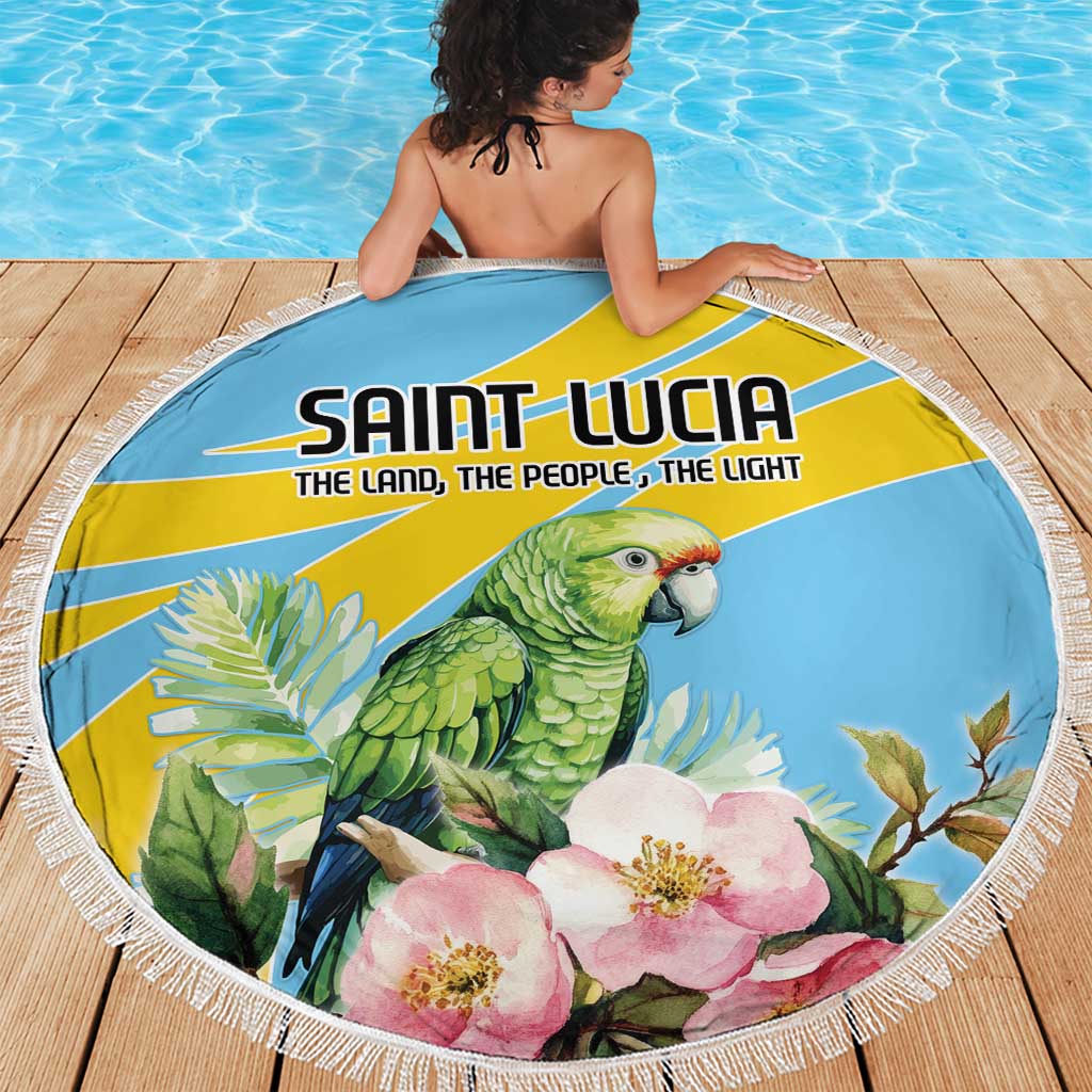 Saint Lucia Rosa Rubiginosa Beach Blanket With Sent Lisi Parrot - Wonder Print Shop