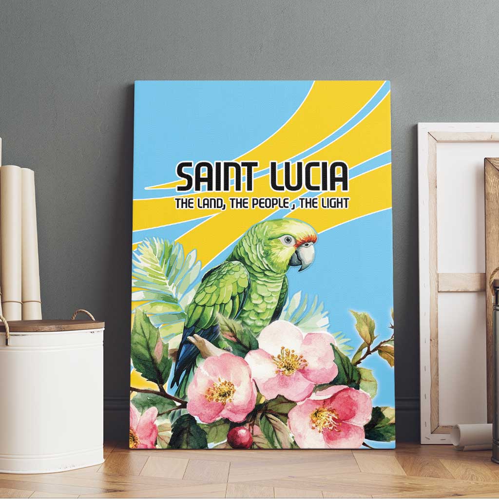 Saint Lucia Rosa Rubiginosa Canvas Wall Art With Sent Lisi Parrot - Wonder Print Shop