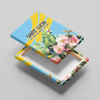 Saint Lucia Rosa Rubiginosa Canvas Wall Art With Sent Lisi Parrot - Wonder Print Shop