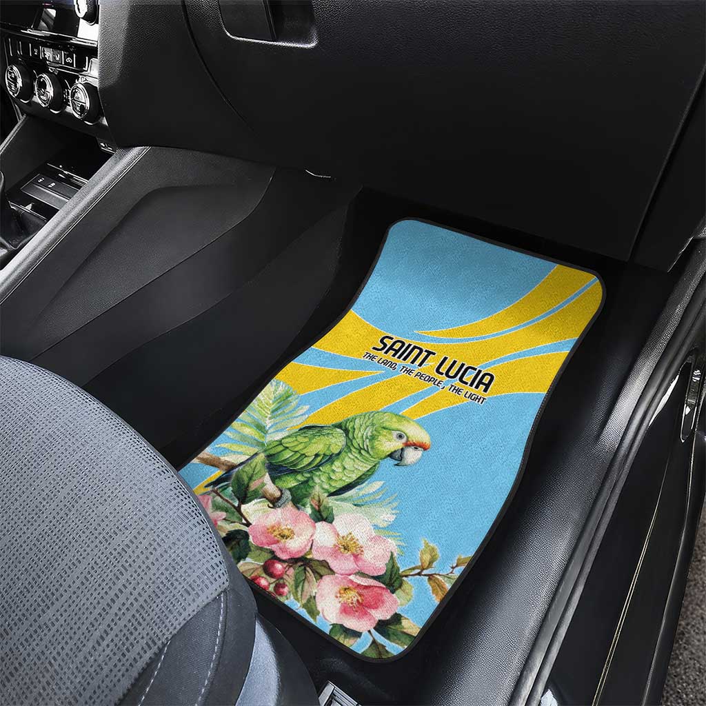 Saint Lucia Rosa Rubiginosa Car Mats With Sent Lisi Parrot - Wonder Print Shop