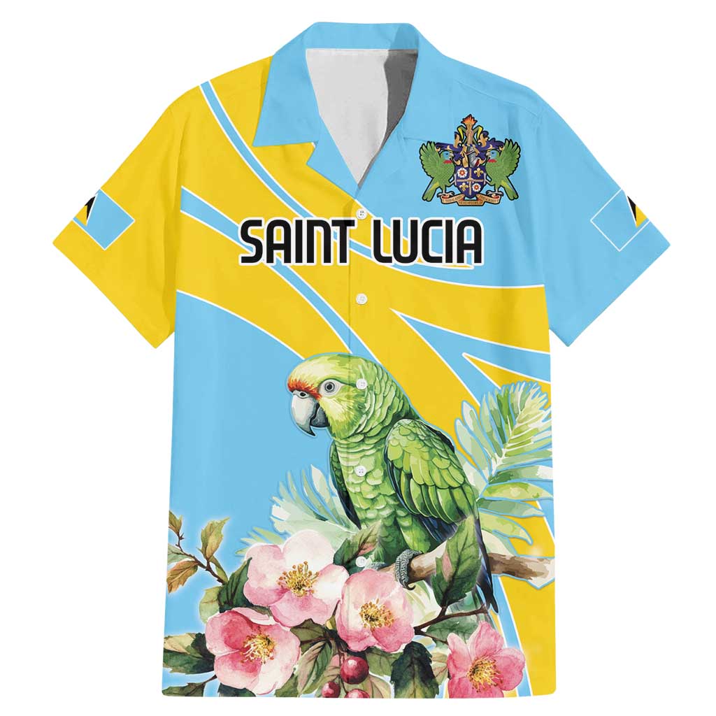 Saint Lucia Rosa Rubiginosa Family Matching Mermaid Dress and Hawaiian Shirt With Sent Lisi Parrot - Wonder Print Shop