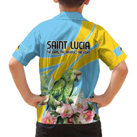 Saint Lucia Rosa Rubiginosa Family Matching Off Shoulder Maxi Dress and Hawaiian Shirt With Sent Lisi Parrot - Wonder Print Shop