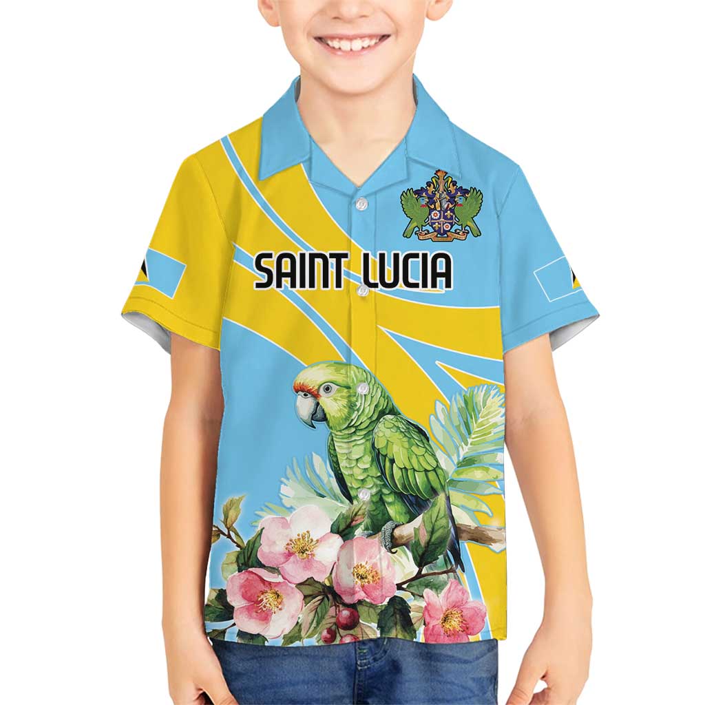 Saint Lucia Rosa Rubiginosa Family Matching Summer Maxi Dress and Hawaiian Shirt With Sent Lisi Parrot - Wonder Print Shop