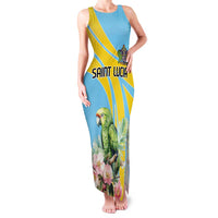 Saint Lucia Rosa Rubiginosa Family Matching Tank Maxi Dress and Hawaiian Shirt With Sent Lisi Parrot - Wonder Print Shop