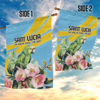 Saint Lucia Rosa Rubiginosa Garden Flag With Sent Lisi Parrot - Wonder Print Shop