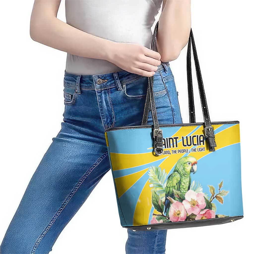 Saint Lucia Rosa Rubiginosa Leather Tote Bag With Sent Lisi Parrot - Wonder Print Shop