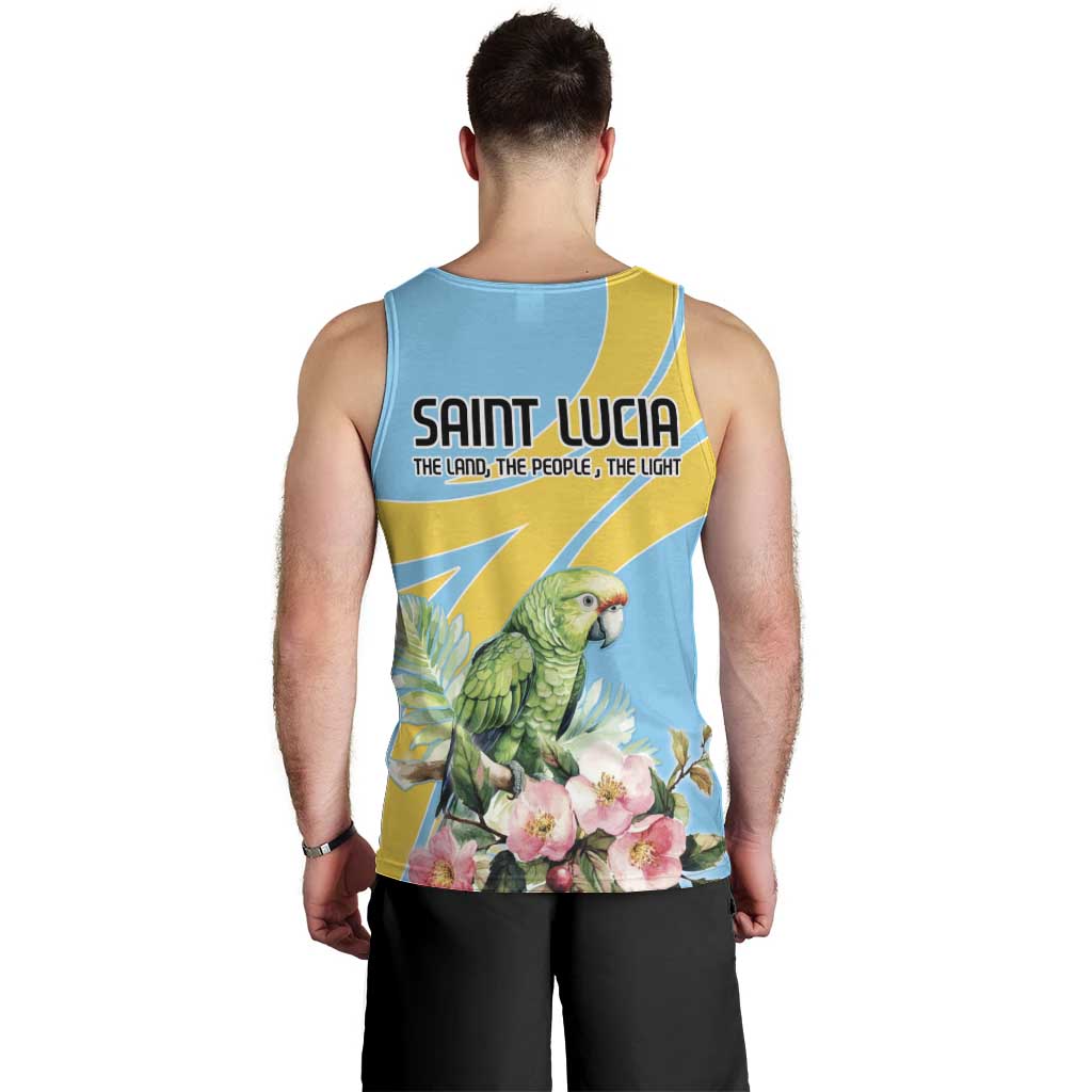 Saint Lucia Rosa Rubiginosa Men Tank Top With Sent Lisi Parrot - Wonder Print Shop