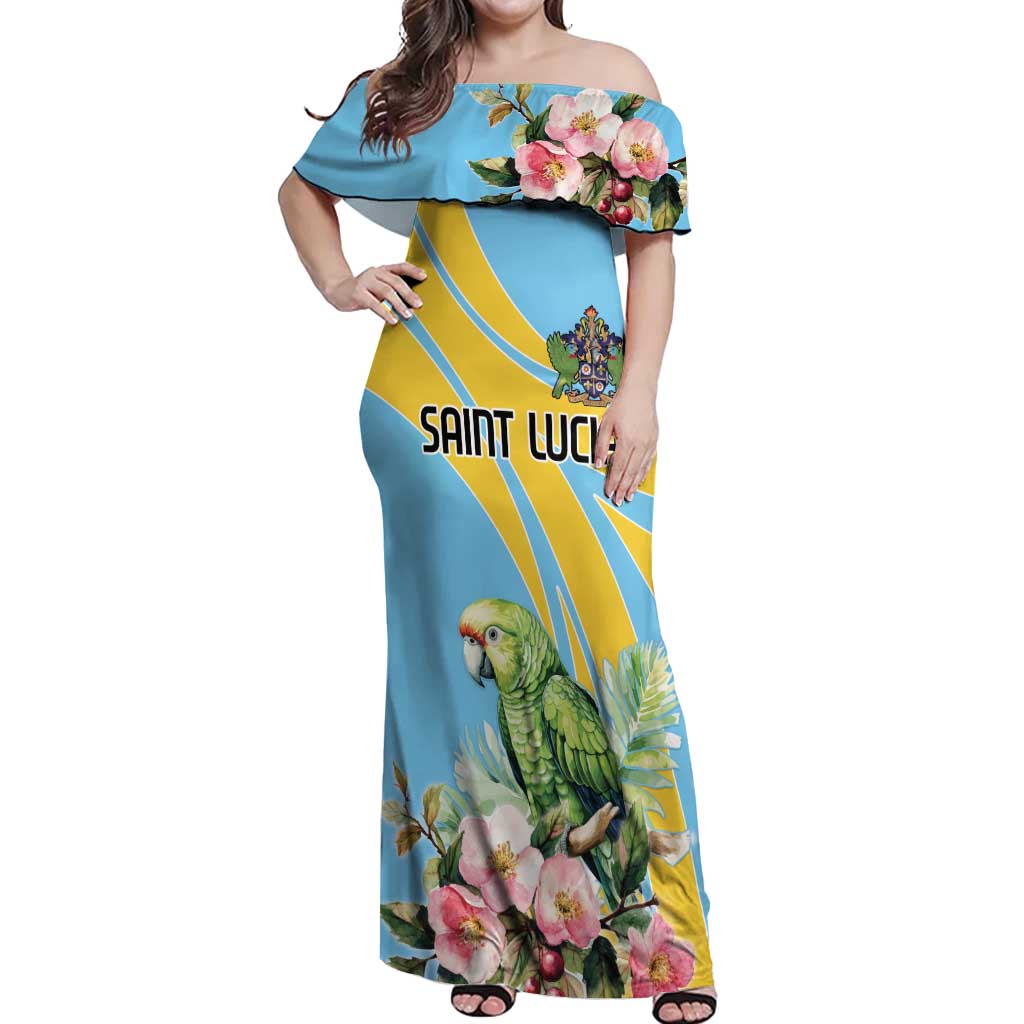 Saint Lucia Rosa Rubiginosa Off Shoulder Maxi Dress With Sent Lisi Parrot - Wonder Print Shop
