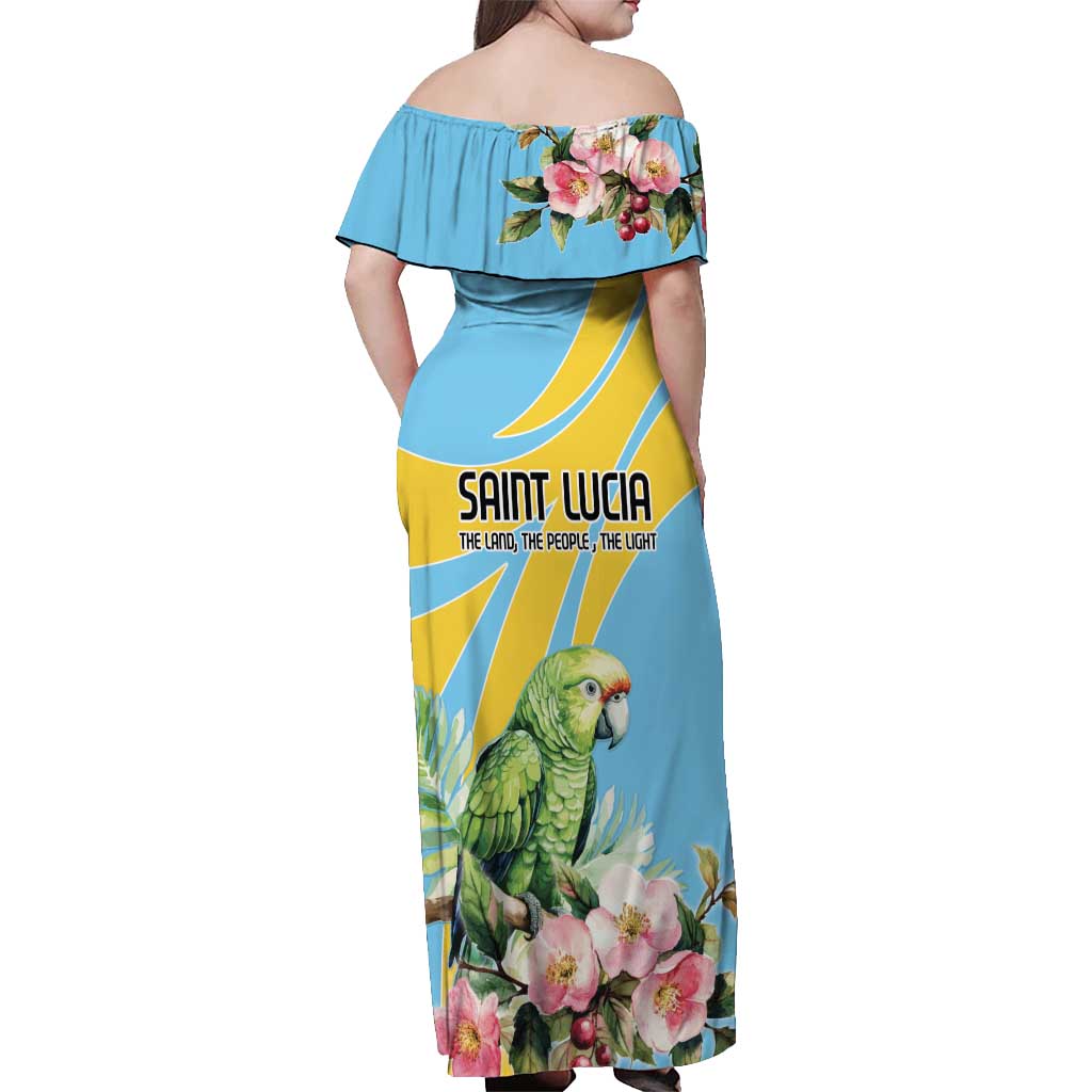 Saint Lucia Rosa Rubiginosa Off Shoulder Maxi Dress With Sent Lisi Parrot - Wonder Print Shop
