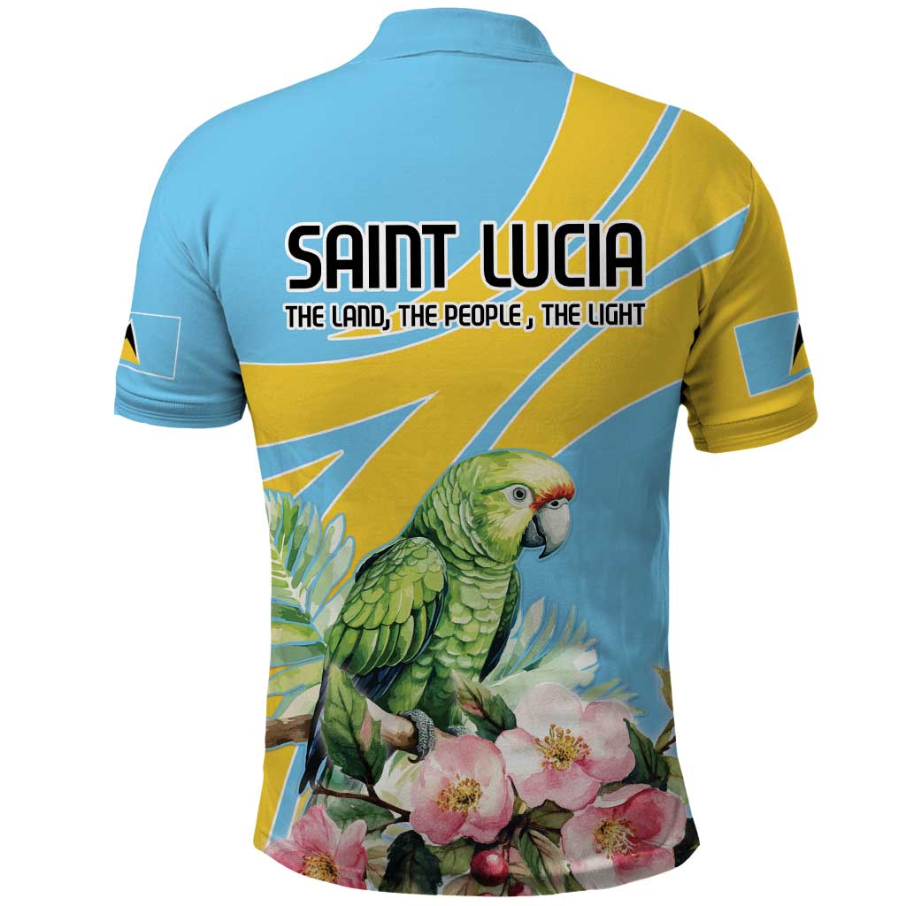 Saint Lucia Rosa Rubiginosa Polo Shirt With Sent Lisi Parrot - Wonder Print Shop