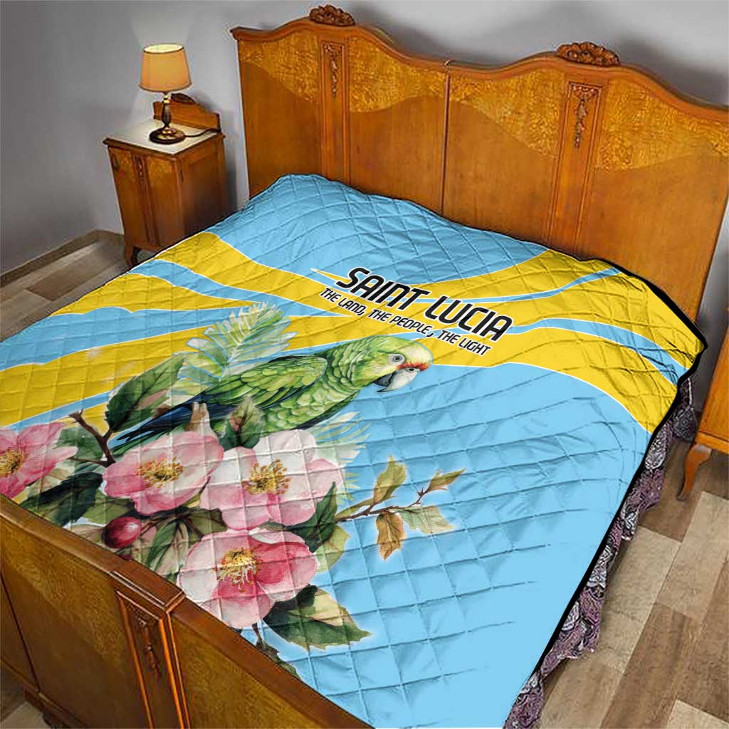 Saint Lucia Rosa Rubiginosa Quilt With Sent Lisi Parrot - Wonder Print Shop