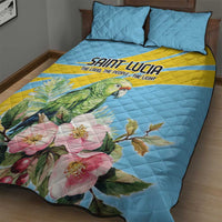Saint Lucia Rosa Rubiginosa Quilt Bed Set With Sent Lisi Parrot - Wonder Print Shop