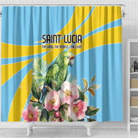 Saint Lucia Rosa Rubiginosa Shower Curtain With Sent Lisi Parrot