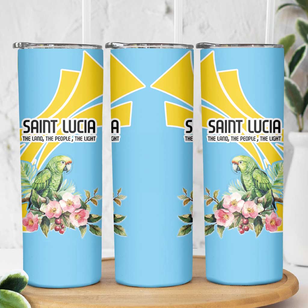 Saint Lucia Rosa Rubiginosa Skinny Tumbler With Sent Lisi Parrot - Wonder Print Shop