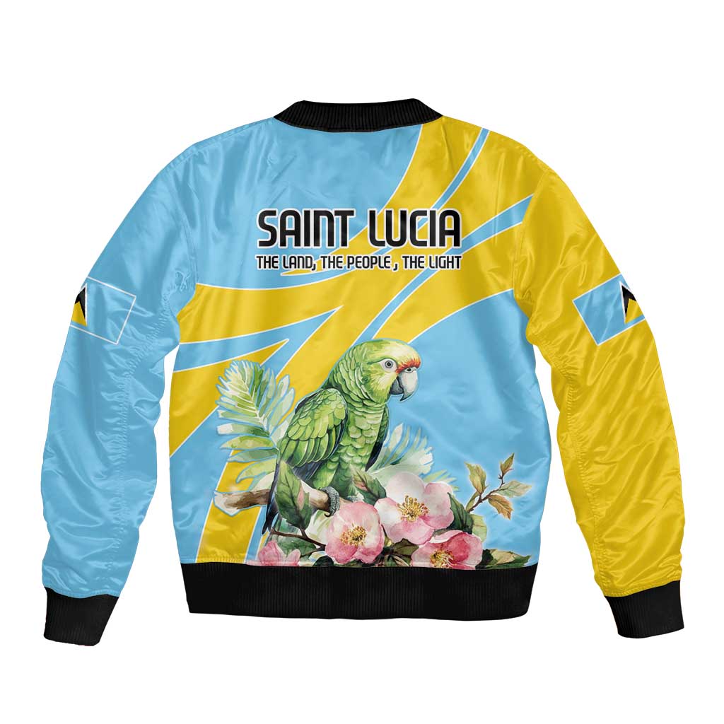 Saint Lucia Rosa Rubiginosa Sleeve Zip Bomber Jacket With Sent Lisi Parrot - Wonder Print Shop