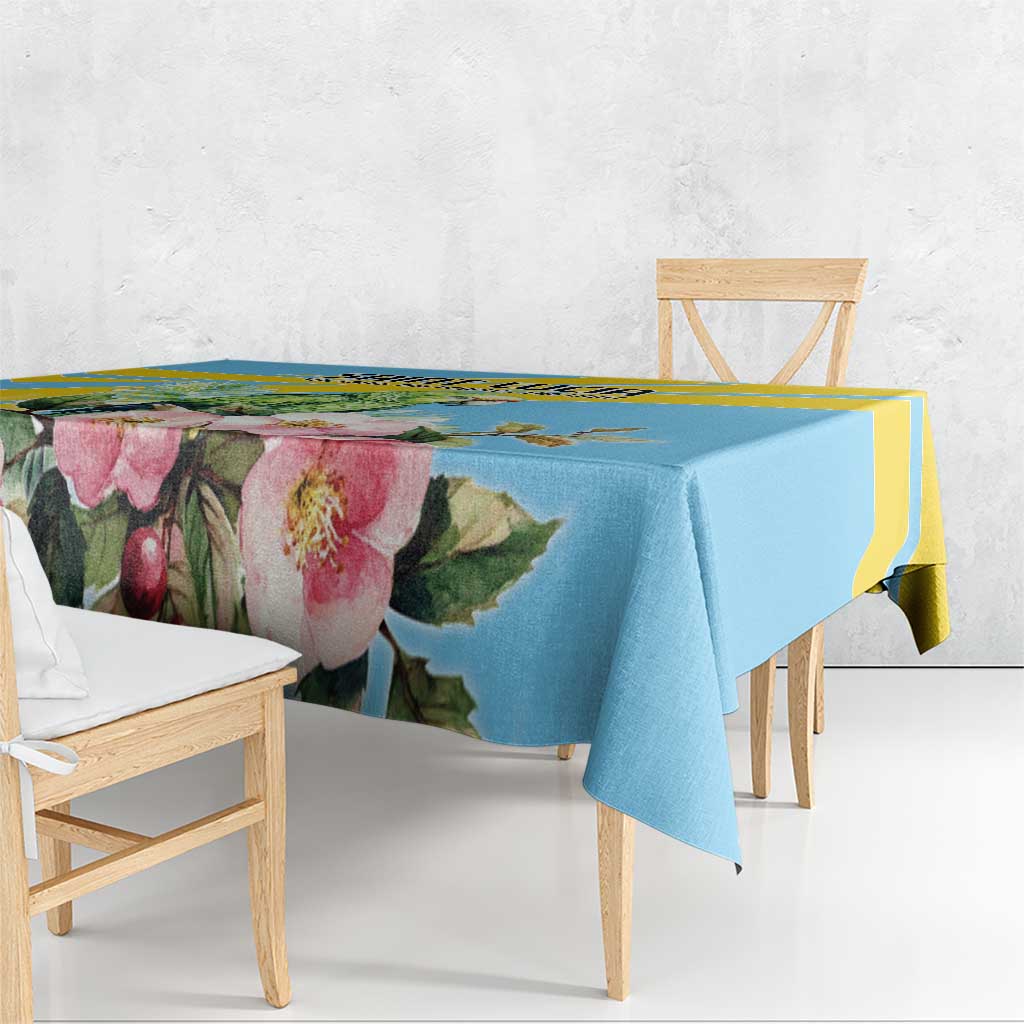 Saint Lucia Rosa Rubiginosa Tablecloth With Sent Lisi Parrot - Wonder Print Shop