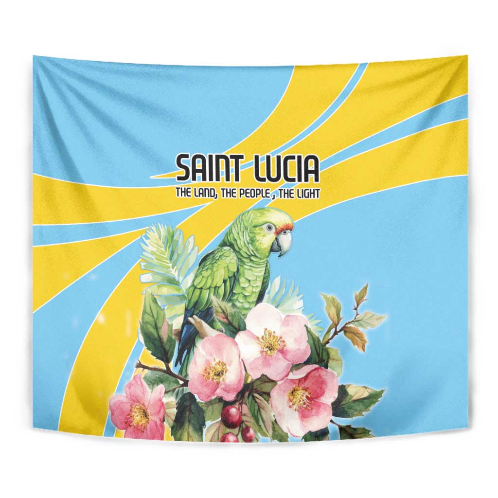 Saint Lucia Rosa Rubiginosa Tapestry With Sent Lisi Parrot - Wonder Print Shop