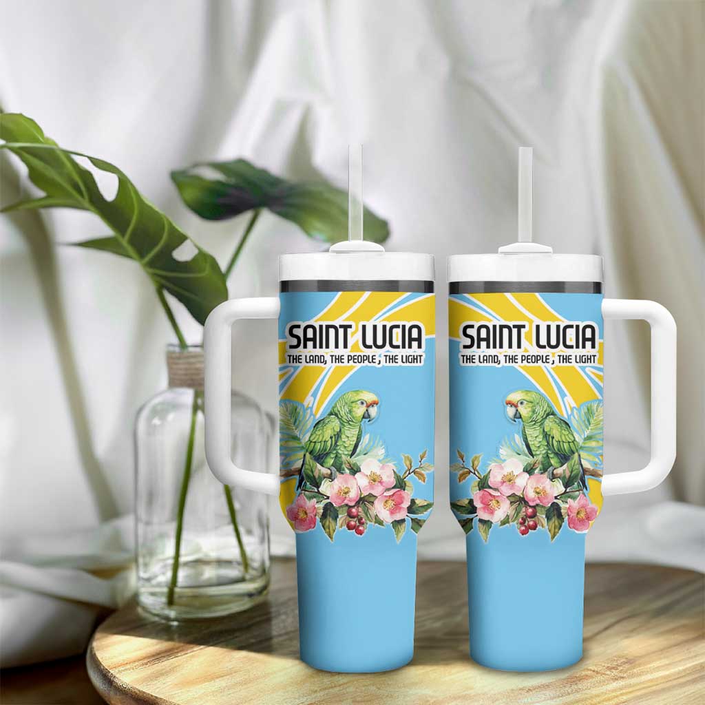 Saint Lucia Rosa Rubiginosa Tumbler With Handle With Sent Lisi Parrot - Wonder Print Shop