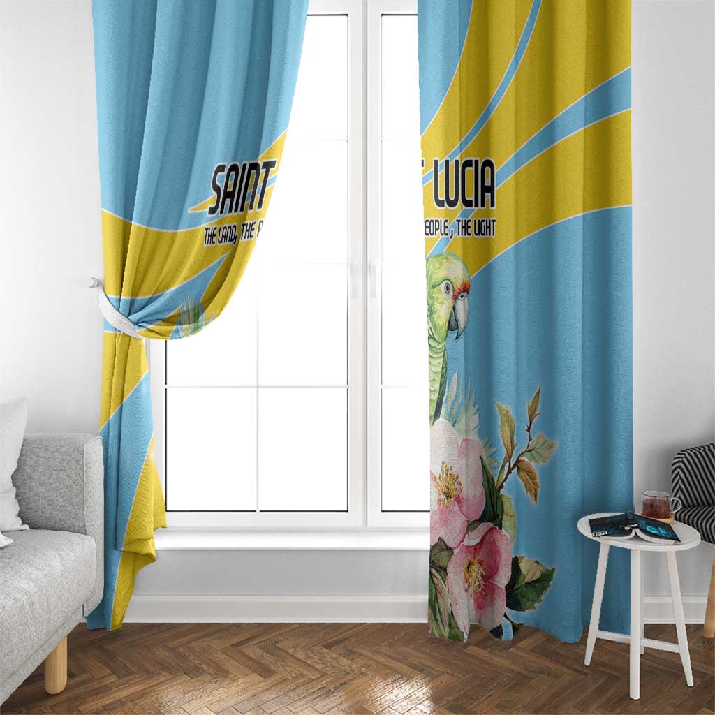 Saint Lucia Rosa Rubiginosa Window Curtain With Sent Lisi Parrot - Wonder Print Shop