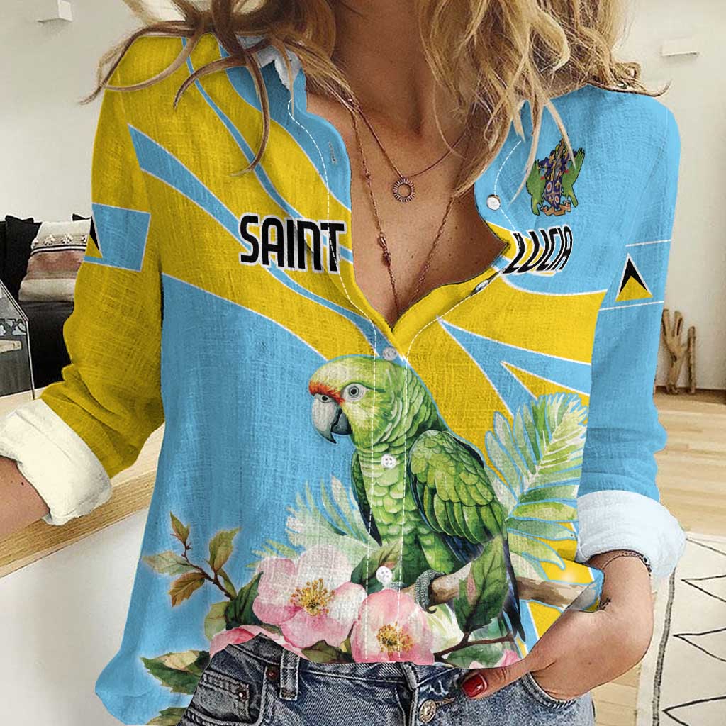 Saint Lucia Rosa Rubiginosa Women Casual Shirt With Sent Lisi Parrot - Wonder Print Shop