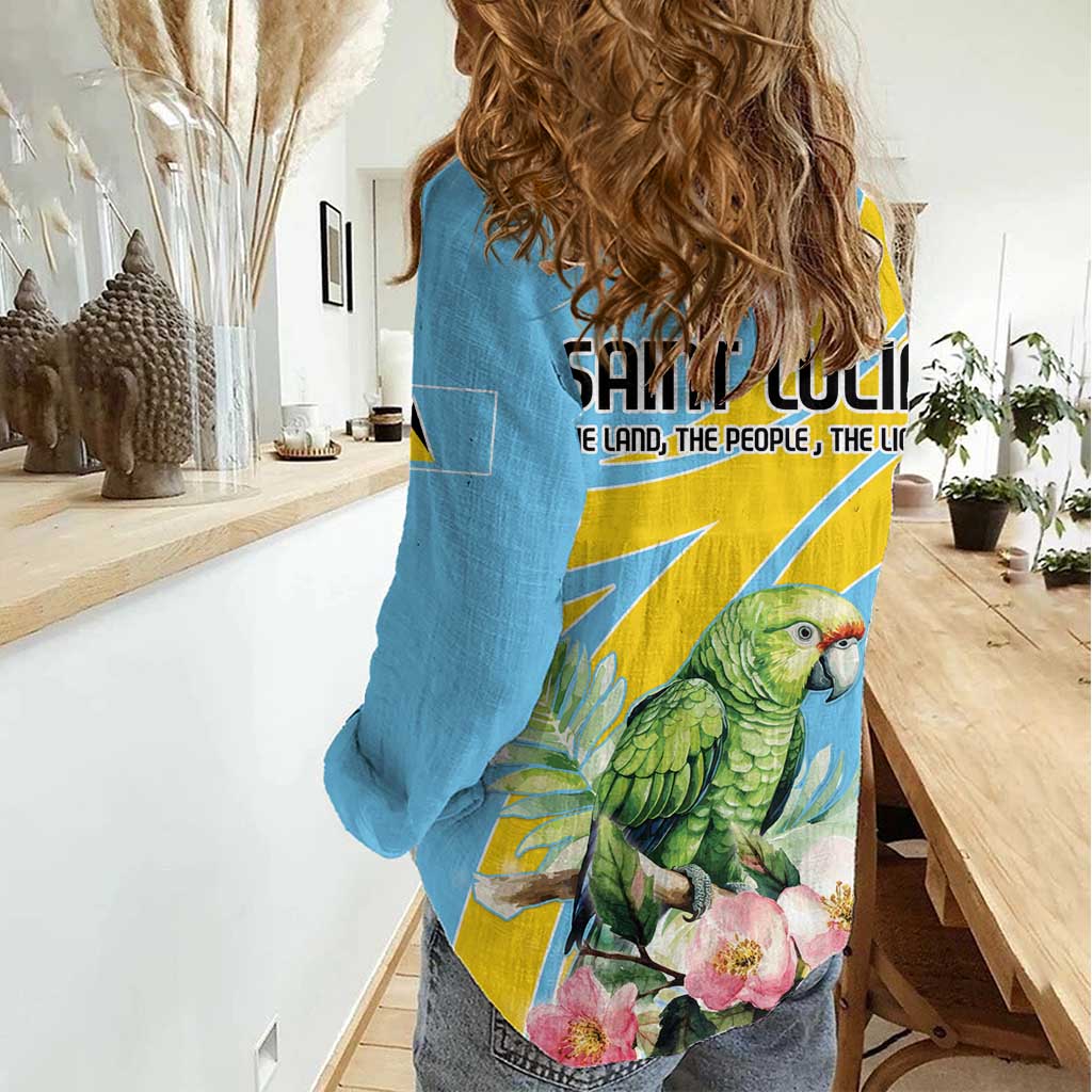 Saint Lucia Rosa Rubiginosa Women Casual Shirt With Sent Lisi Parrot - Wonder Print Shop